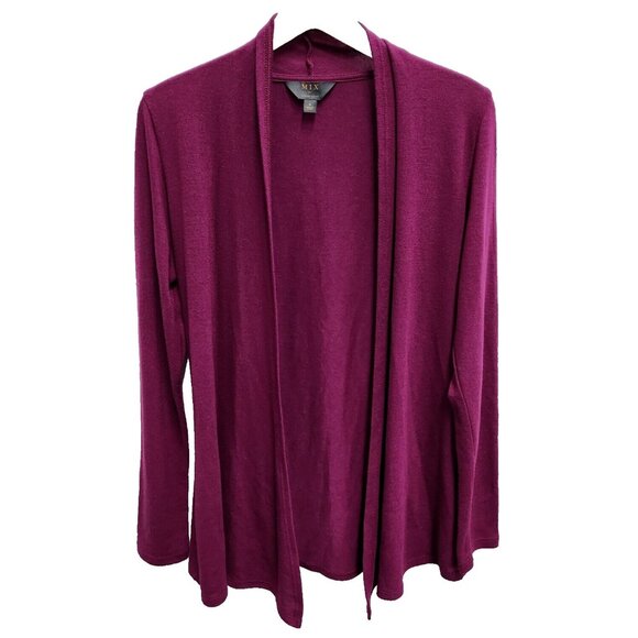 Mix By 41 Hawthorn Womens Cardigan Small Burgundy Open Front Lightweight - Picture 1 of 6